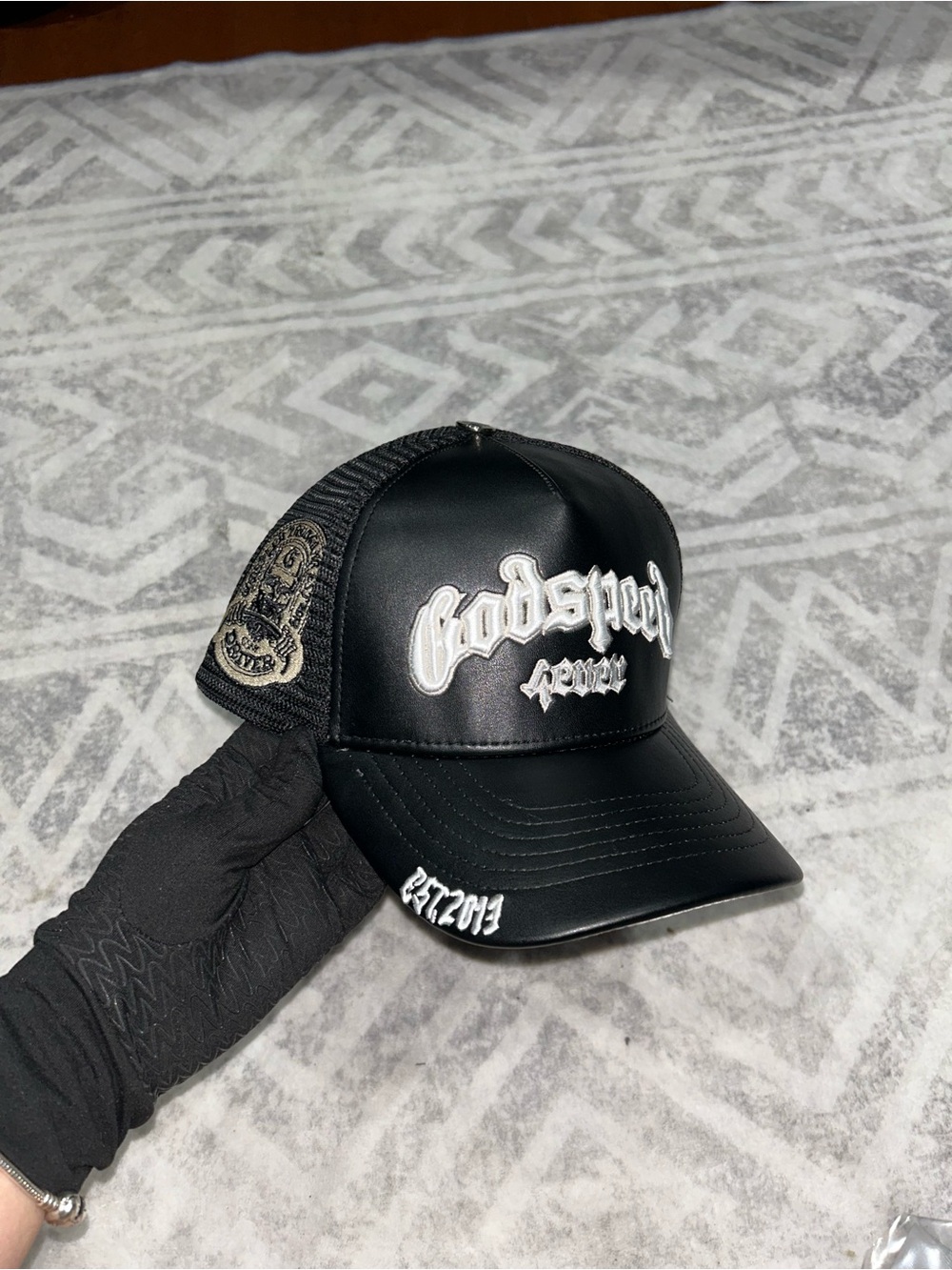 Black Trucker Cap with Embroidered Logo